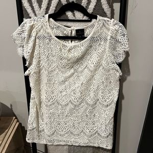Worthington - Ivory Lace Cap Sleeve top - SZ: M
